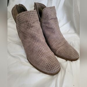 Perforated Taupe Ankle Boots